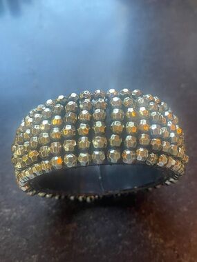 Festival jewelry beaded bracelet - silver/black